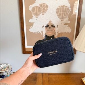 CHANEL Blue Tweed Beauty Pouch